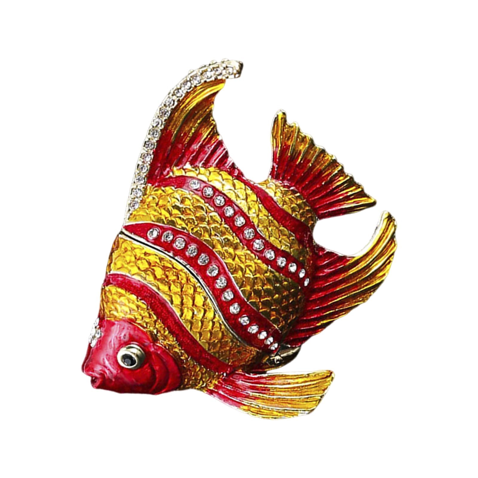 fexxkg Artistic Fish Shape Small Trinket Box Jewelry Container Alloy Texture Suitable for Small Jewelry Organization