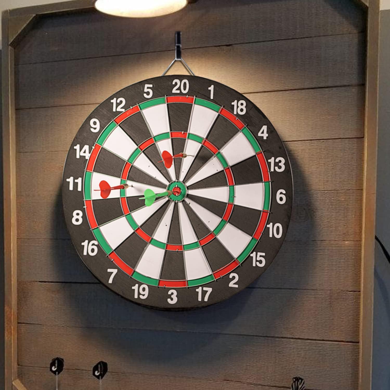 VAALYA TOYS Games & Sports Expert 17" Regulation Size Steel Tip Dartboard Game Set with 6 Steel Tip Needle Darts. Excellent Bristle/Sisal, Paper Baseball, Bullseye, Dart Board Game Set 1