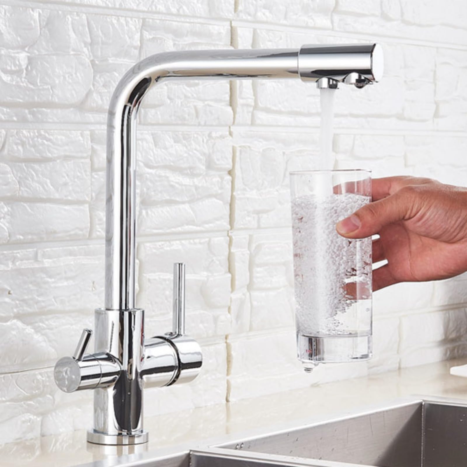 TTDGYYXW Filtro de Agua Grifo de Cocina Cromado Grifo para Beber grifos giratorios con función de purificación para grúas mezcladoras de Fregadero