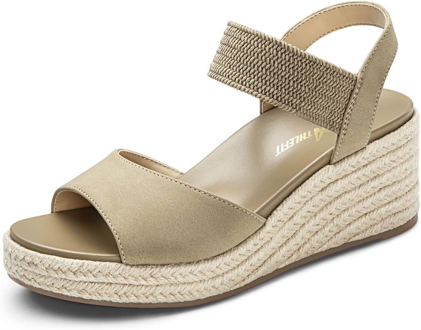 Athlefit Women’s Espadrille Platform Wedge Sandals Comfortable Casual Elastic Strap Open Toe Sandals with Arch Support for Summer Work Vacation