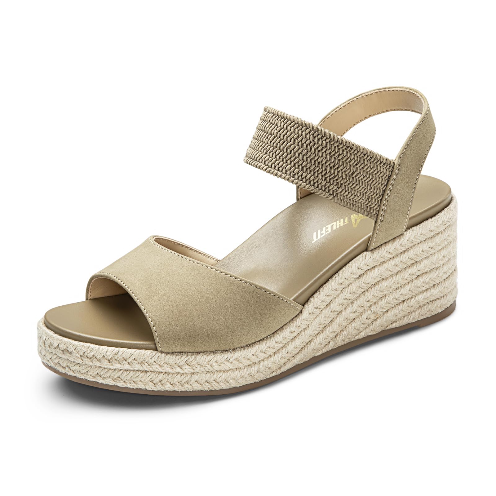 Athlefit Women's Espadrille Platform Wedge Sandals Comfortable Casual Elastic Strap Open Toe Sandals with Arch Support for Summer Work Vacation — view 11
