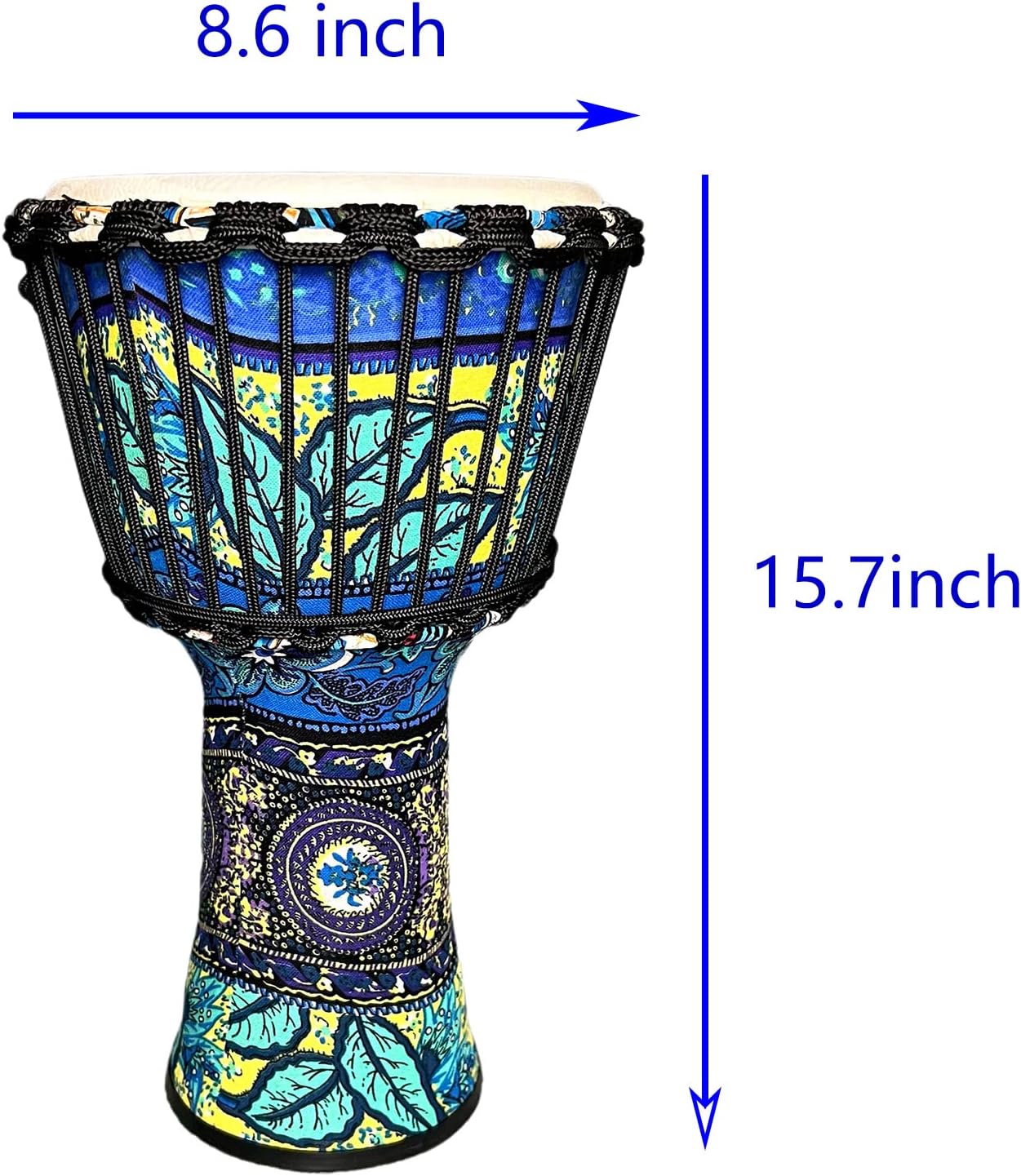 RUOSWTE 8.5" Djembe Drum - Bongo Percussion Music With Sheepskin Face, Professional Tuning, Hand Drum (Maple Blue)
