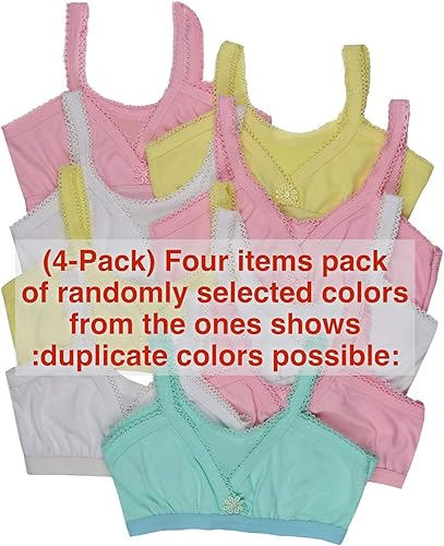 Miniatura 2 de ToBeInStyle Paquete de 4 brasieres elásticos de entrenamiento con ribete de ganchillo para niña