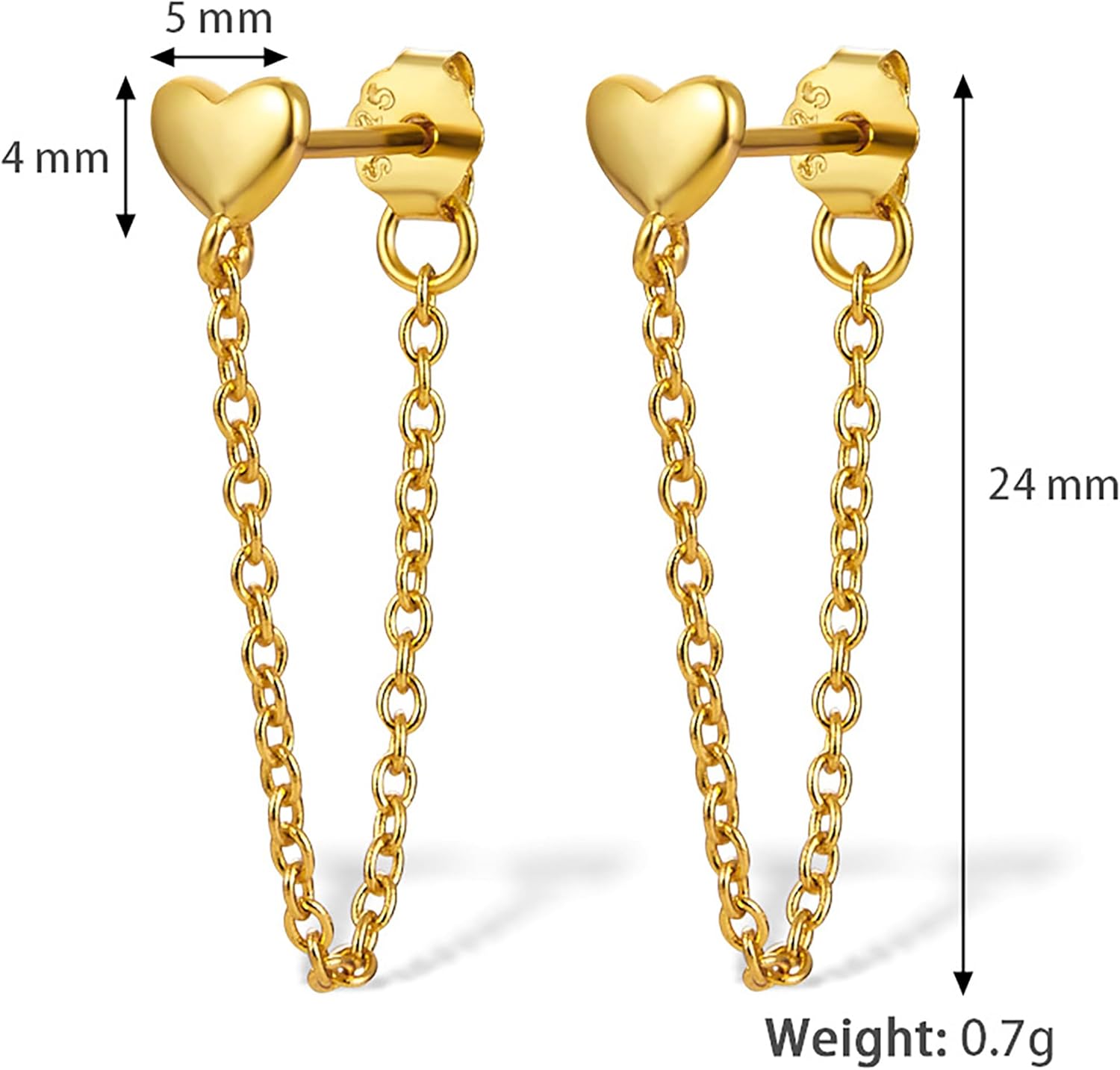 CZ Moon Cross Chain Studs Earrings for Women,925 Sterling Silver Love Heart Teardrop Chain Dangle Earrings to Daughter 14K Gold Plated Minimalist Bar Dangle Earrings Wedding Valentine Day Jewelry Gift - Image 2