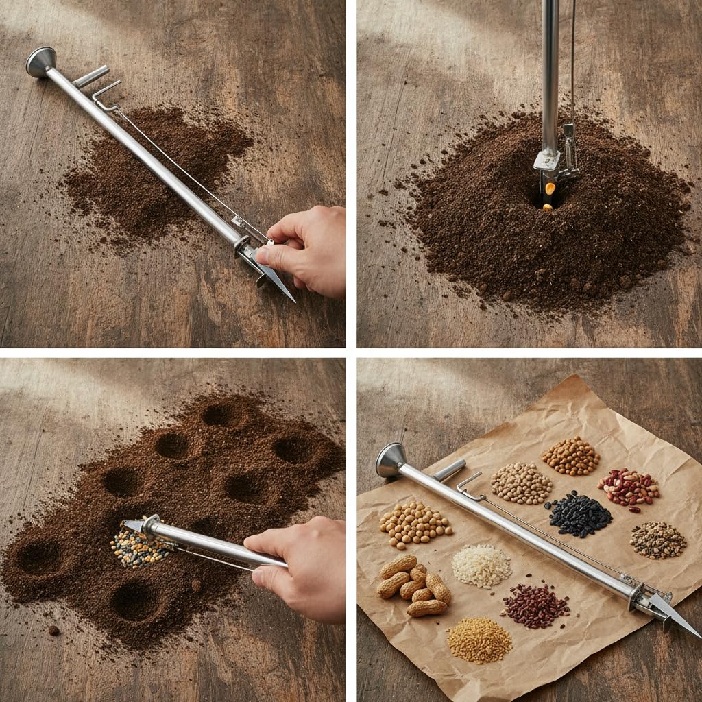 Semoir Manuel Métal Galvanisé Réglable | Construction métal galvanisé, millet, profonur ajustable, pour , , soja, légumes, pour semis, pour ferme
