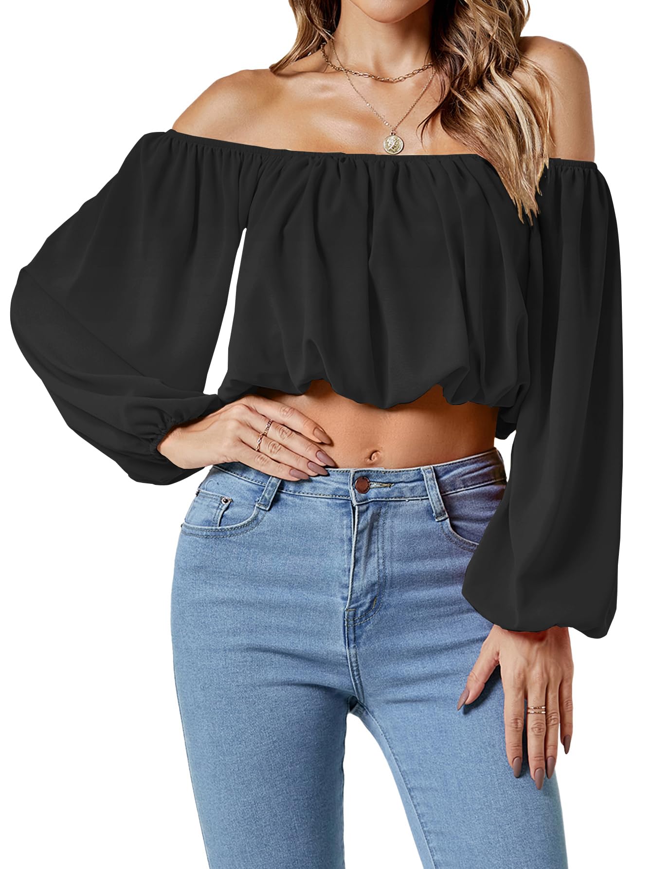 Umenlele Women's Off Shoulder Crop Top