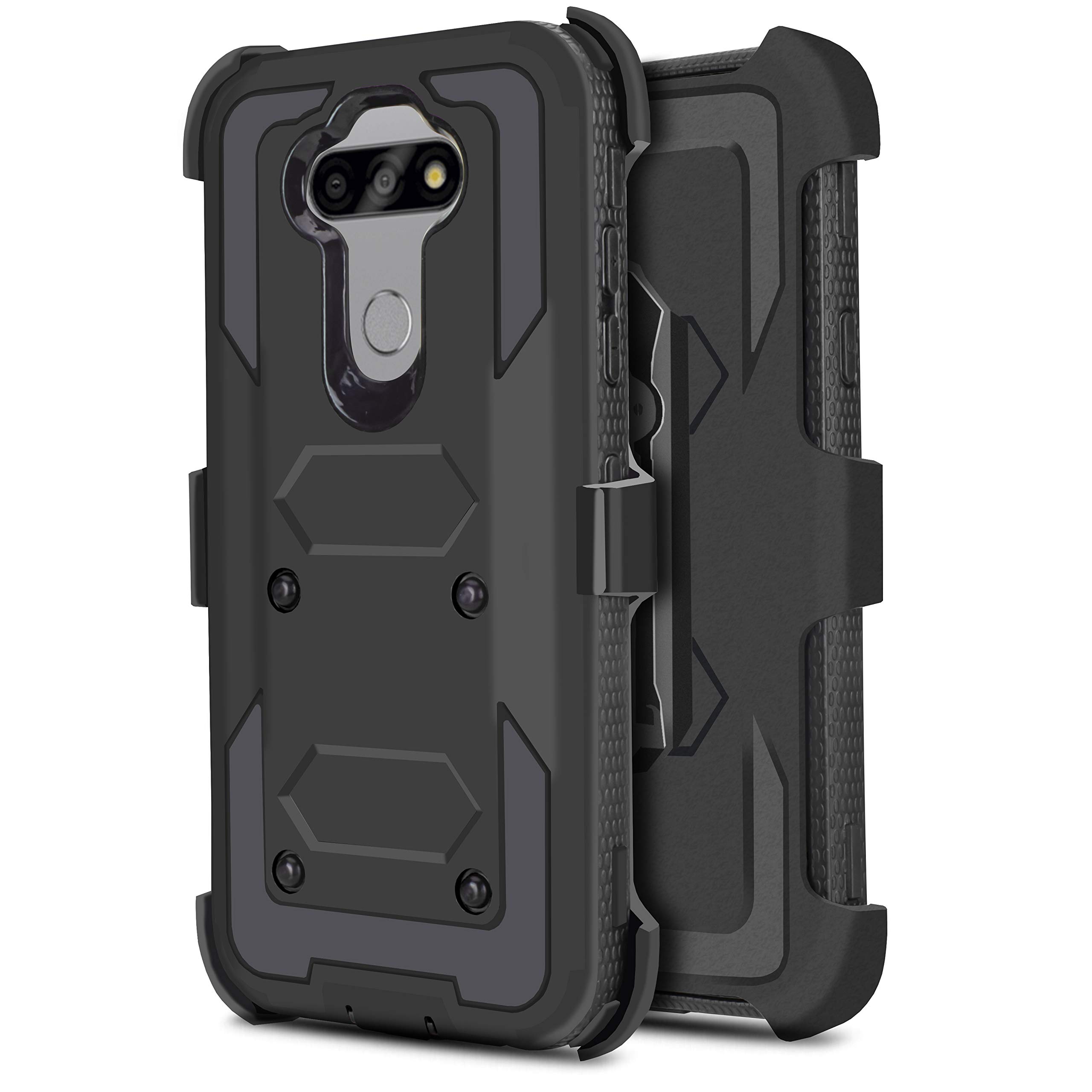 Customerfirst for LG Aristo 5 Case,LG Aristo 5 Plus/K31/Tribute Monarch/Risio 4/Phoenix 5/Fortune 3/K8X/K300 Case [Built-in Screen Protector] Belt Clip[Kickstand] Heavy Duty Full Body Case (Black)