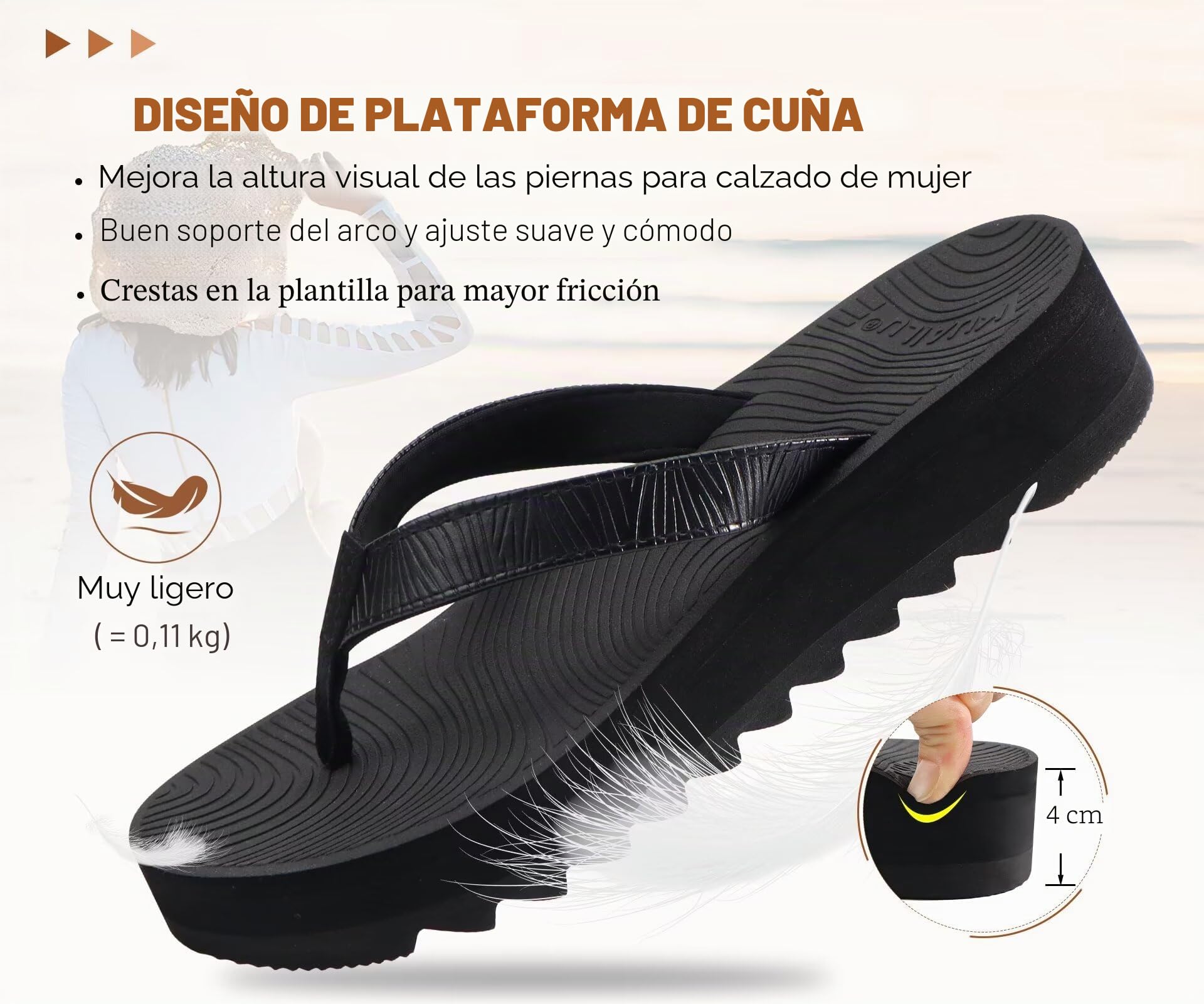 KuaiLu Chanclas Mujer Moda Plataforma Ligero Yoga Mat Flip Flops Dressy Verano Playa Tanga Sandalias, Suave Cómodas Cushión EU 36-43