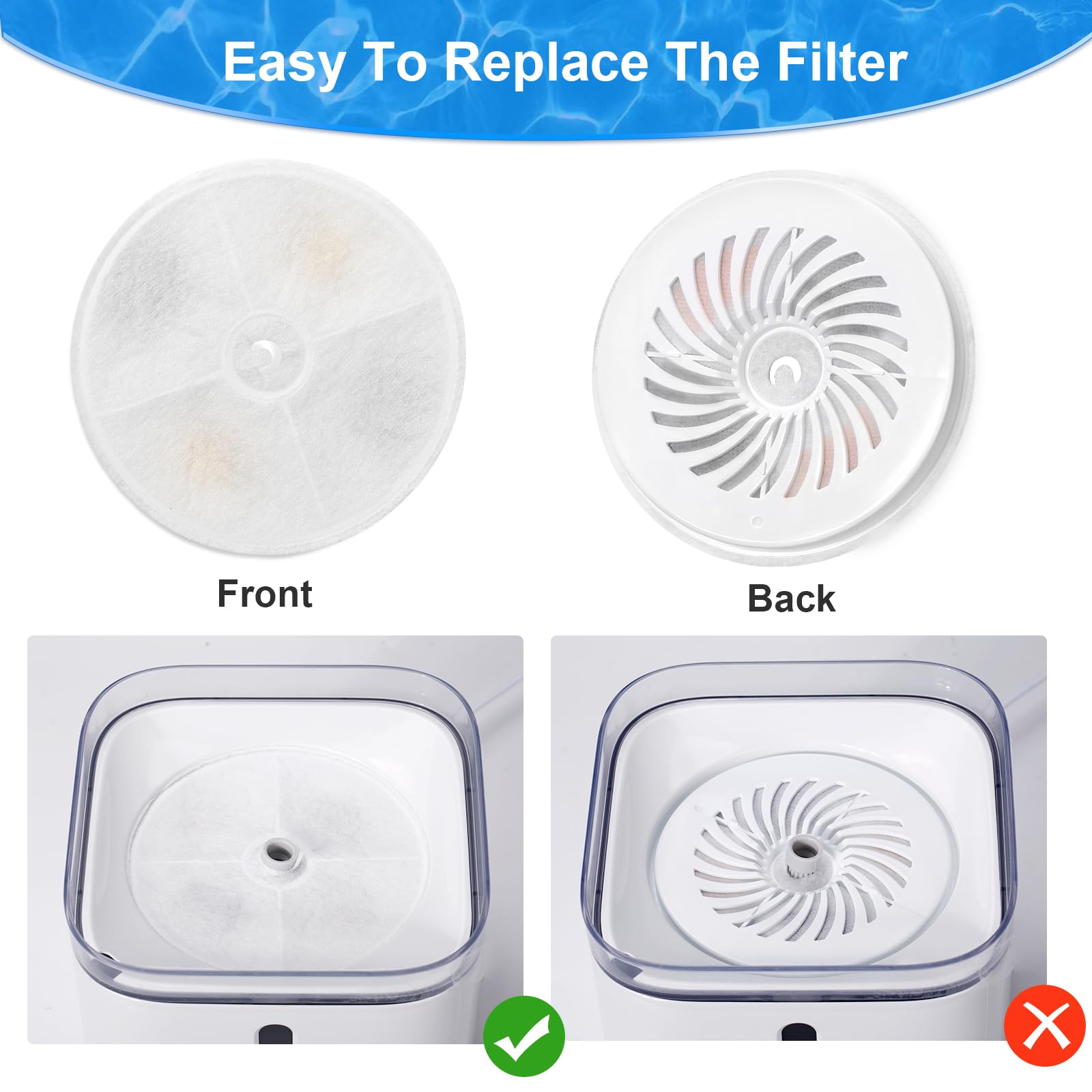 Unidades de filtro mejoradas 3.0 para fuentes de agua para gatos E versweet 2S/3/3 Pro, E versweet Solo/Solo SE y más, repuesto de filtro de fuente de agua para mascotas (10 piezas)