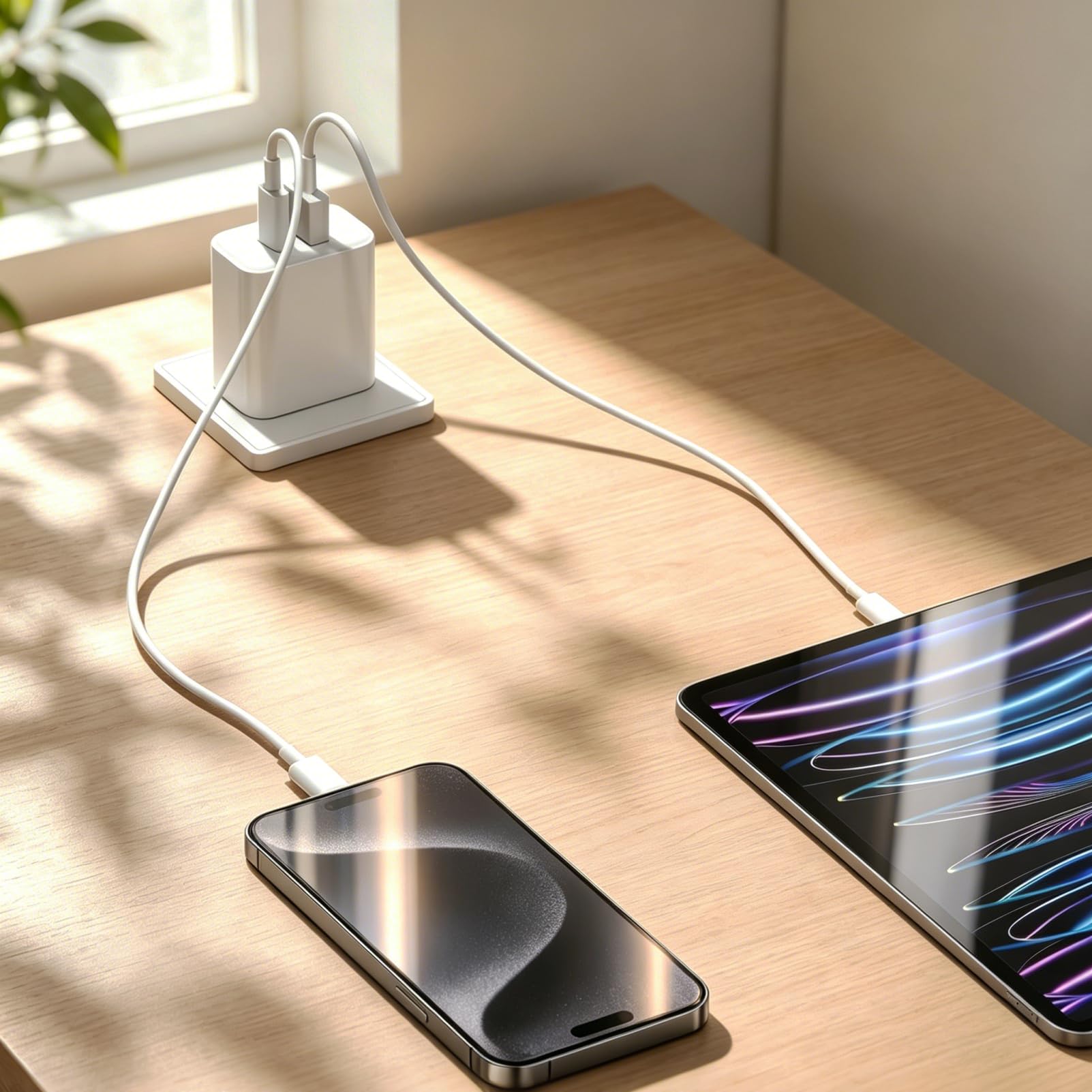 Adaptador de Corriente USB-C y USB-A de Doble Puerto de 30 W para Apple Watch Series Block, iWatch 9, iPhone 15 Block, iPad Charging Block 2024, AirPods Pro 2nd, Cargador de Pared GAN USB C Blanco