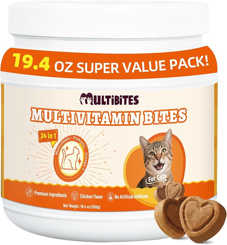 Suplemento vitamínico 24 em 1 para gatos com taurina MULTIBITES, sabor frango, 550 g