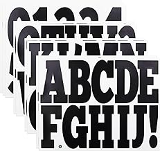 94 Pieces 4 Inch Large Letter Number Stickers, Bold Vinyl Black Alphabet Sticker for Mailbox, Outdoor, Trucks, 9 Sheets
