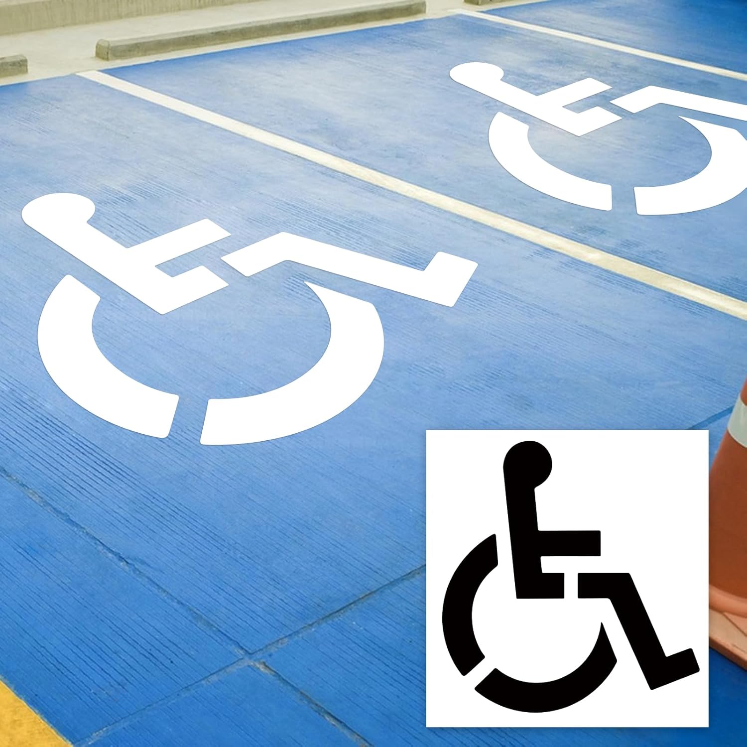 Handicap Parking Stencil, 33"x36" Reusable Silicone Parking Lot Stencils for Disabled for Painting, 1mm Thickness, Foldable & Flexible, Ideal for Asphalt, Concrete, and Pavement Making
