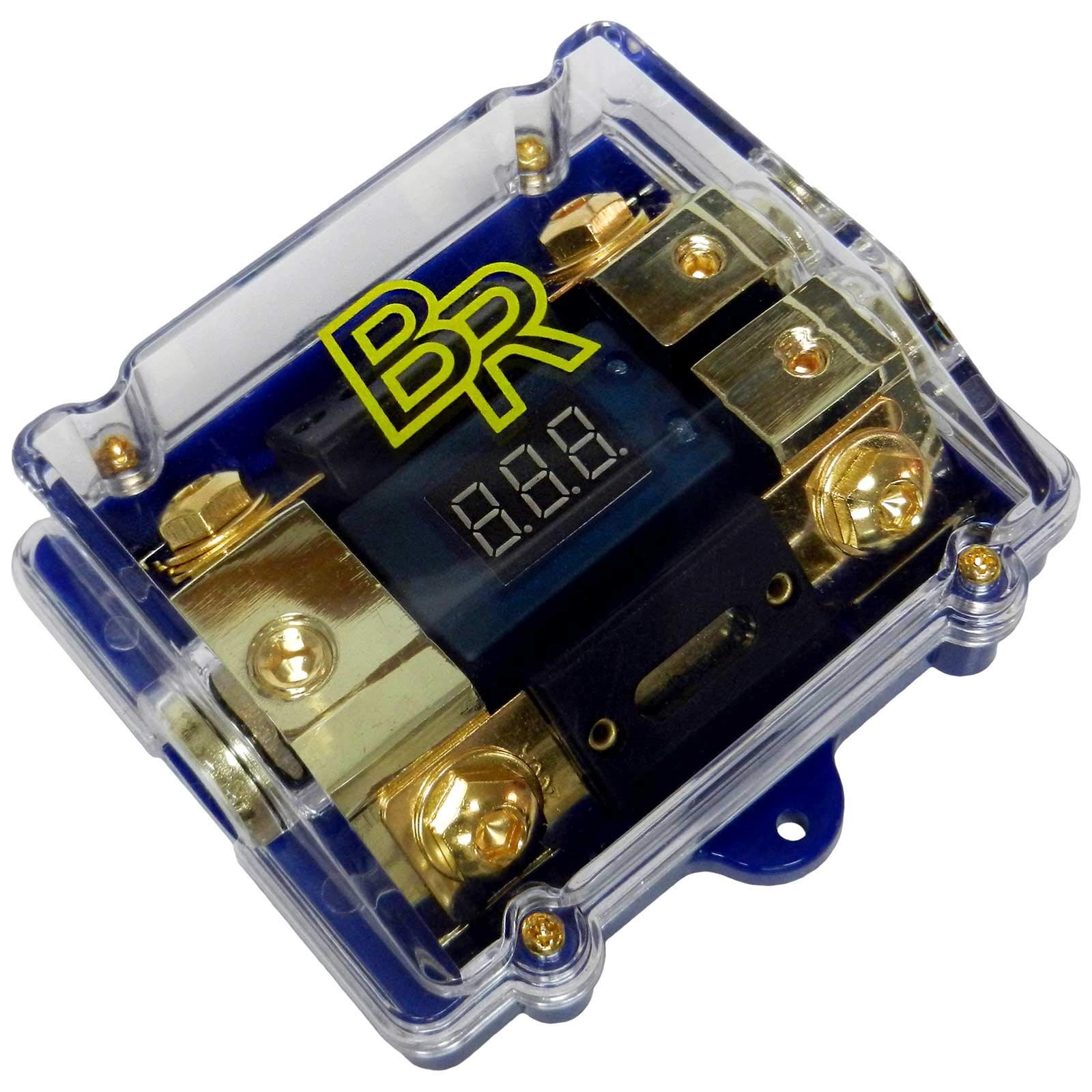 Bass Rockers Fused 2-Way ANL Distribution Block 0/4GA-2x4/8GA w/ Display (ANLFH02D)