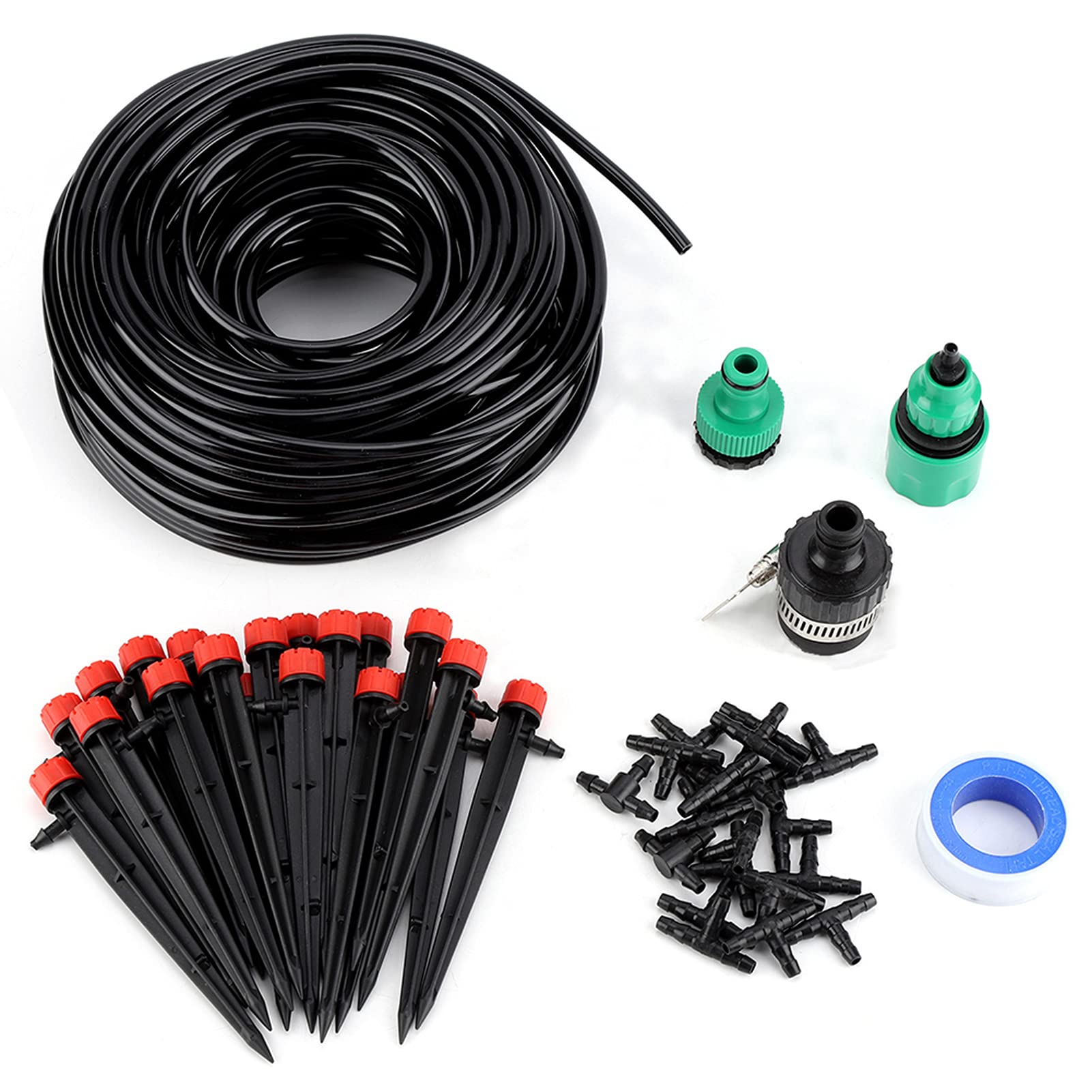 Ejoyous Kit de de Riego, Kit de Riego Automático, Juego de Riego por Microgoteo con Manguera de Aspersión de 25 M, para Plantas de Jardín Paisajístico, Flores de Invernadero