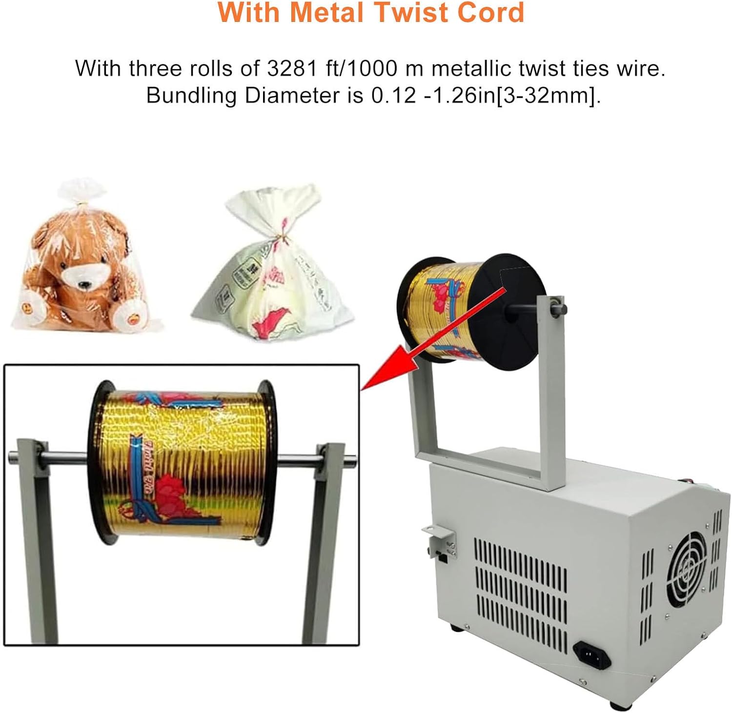 Semi-Automatic Twist Tie Machine, Metallic Twist Tying Machine Binding, Packaging Equipment for Packaging Binding Bagging Sealing (110V)
