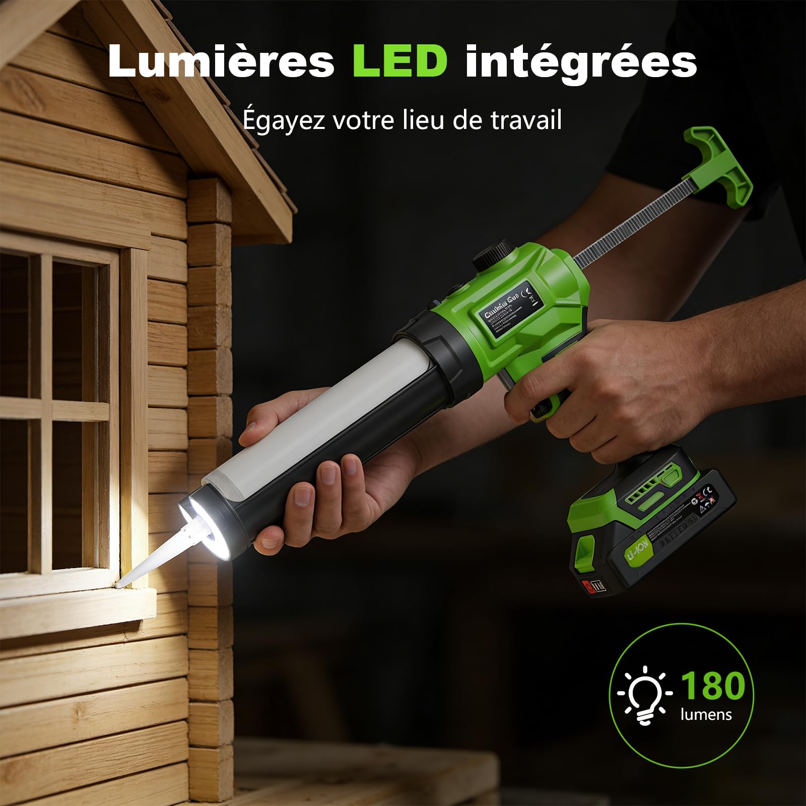 Pistolet à Silicone Electrique pour Makita, Pistolet à cartouche electrique 2 x 2000mAh, pistolet silicone avec LED, vitesse variable en continu, Idéal pour Calfeutrer, Remplir, Scellage