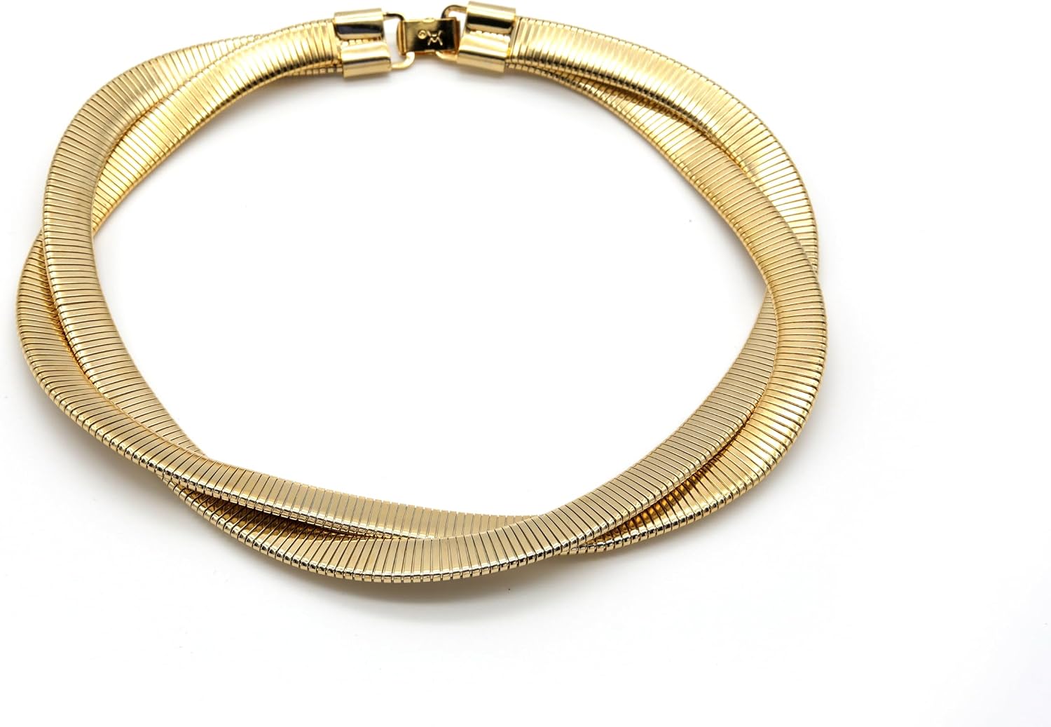 Marshal Necklace Omega Brass Chain 18k Gold Plated Silver Plated Black Rhodium Plated Stretch Cobra Choker Necklace