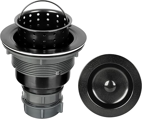 Miniatura 2 de LQS - Conjunto de desagüe para fregadero de cocina, colador para fregadero de cocina con cesta de basura extraíble profunda, reborde de eliminación
