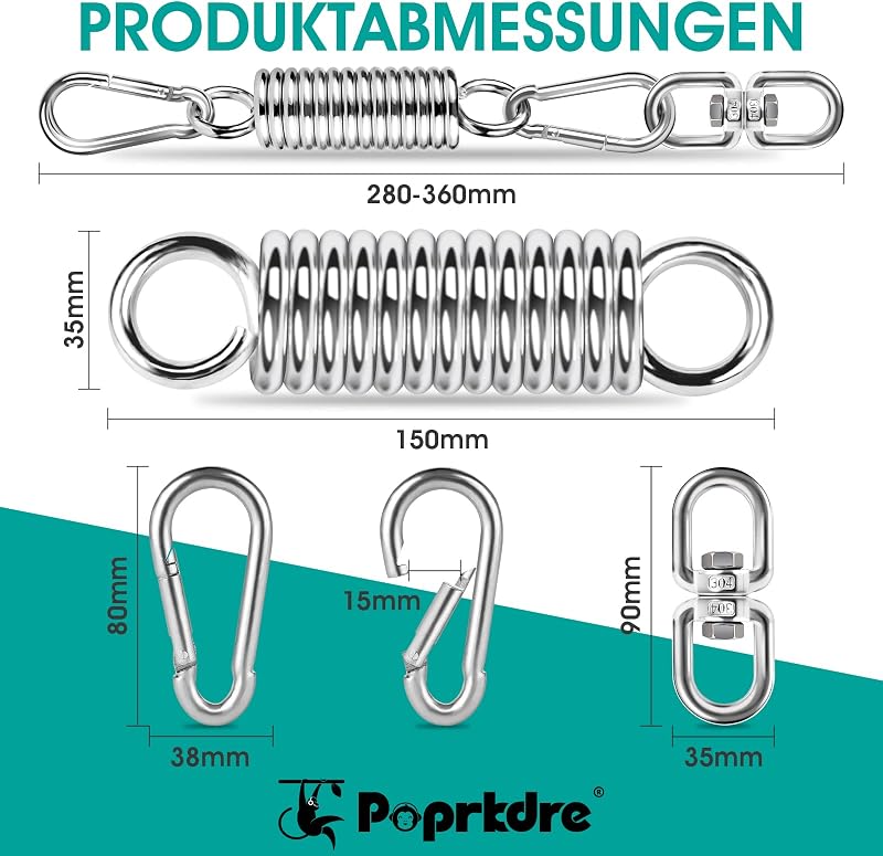 Poprkdre Rugós Függőfotel Karabinerrel Acél Rugóval