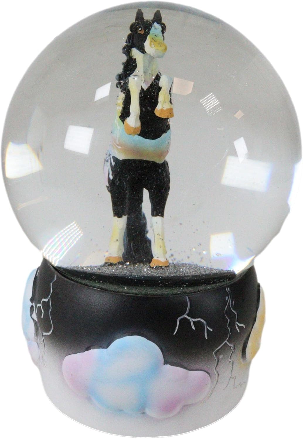 Ebros Gift Trail of Painted Ponies Western Dark Weather Thunderstorm Clouds Storm Fury Horse Glitter Water Globe 5.25" Tall Farmhouse Ranch Cabin Country Snow Globes Collectible Figurine