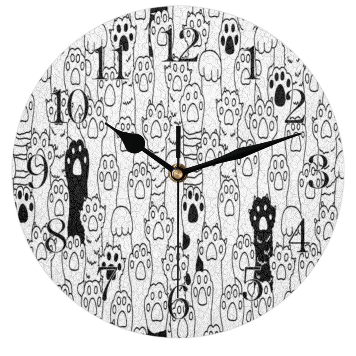 TropicalLife Cat Paws - Reloj de pared redondo silencioso sin tictac, bonito reloj de pared de gato para el hogar, sala de estar, dormitorio, escritorio, oficina