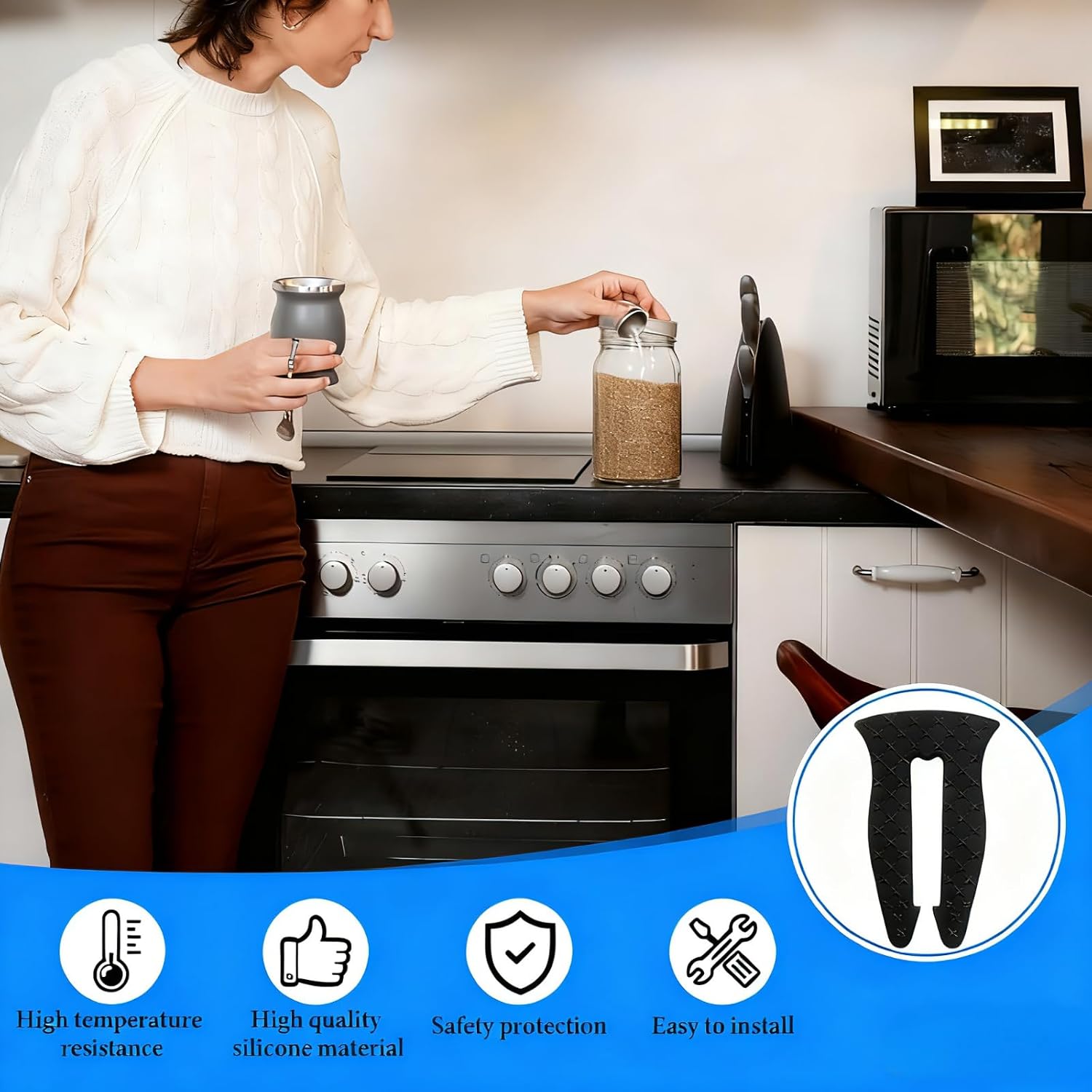 Universal Stove Knob Locks(2Pack Gray and 3Pack black) Child Proof Gas Stove Safety Lock with Key, Easy Install No Tools Needed, Heat Resistant Baby Proofing Essentials for Kitchen Cooktop