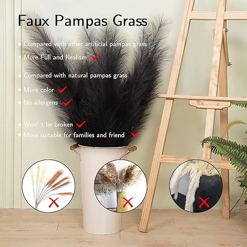 Vista 35 de MAKHOT Decoración de hierba de las pampas morada, hierba de pampa alta, tamaño pequeño, 30 pulgadas, 5 tallos secos de pampass, flores de decoración