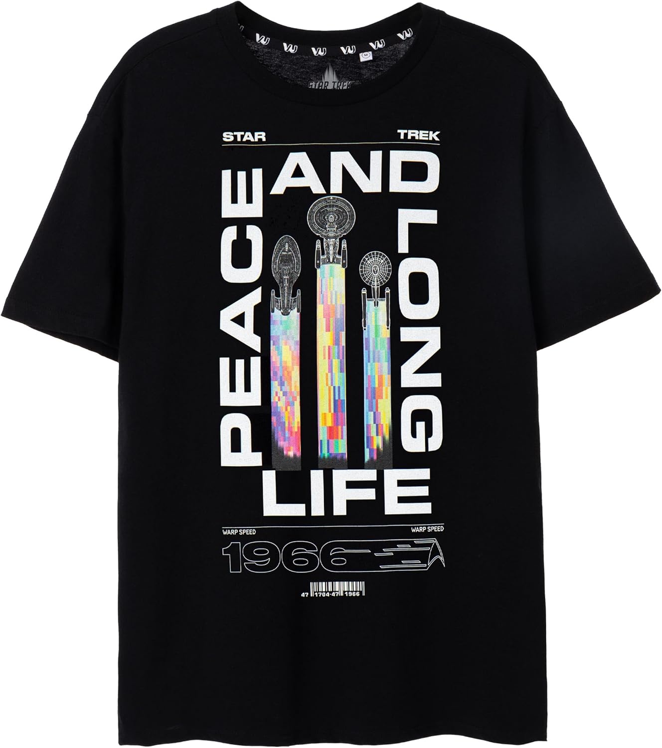 Star Trek Ships in Space Men's Black T-Shirt | Sci-Fi Galaxy Graphic T-Shirt - Iconic Ships & Comfortable Style | Short Sleeve Shirt for Trekkie Fans