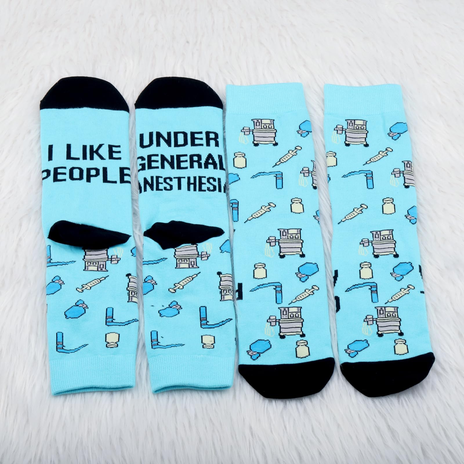 PXTIDY 2 Pairs Anesthesia Socks Anesthesiologist Gift Anesthesia Tech Gift Anesthesia Tech Week Gift Nurse Anesthesia Gifts