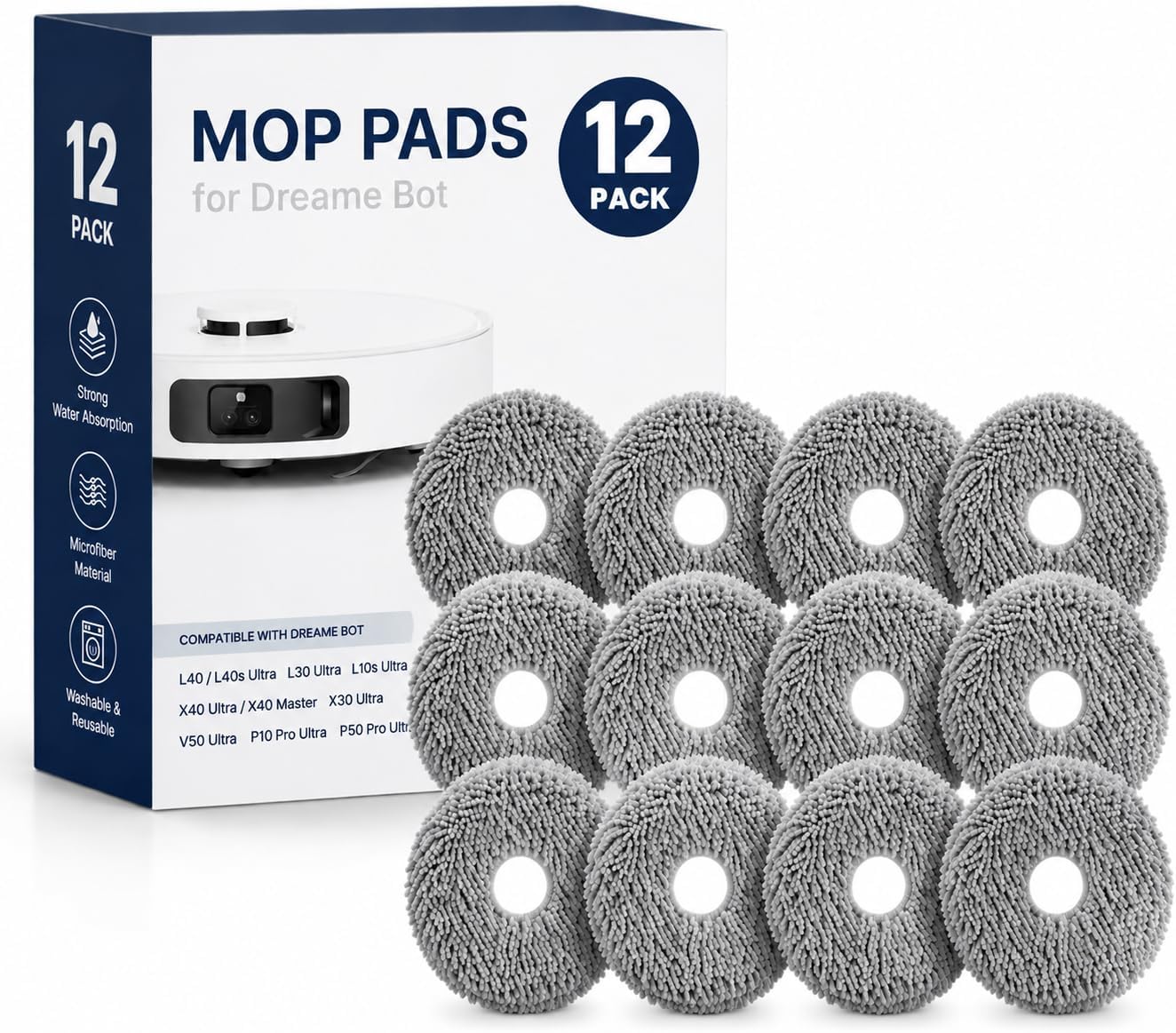 Maycold 6-Pack Mop Pads Compatible with Dreame L40/X40/X50/L50 Ultra