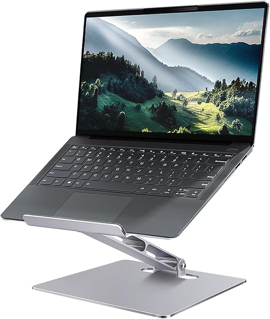 RAINBEAN Laptop Stand, Height-Adjustable Portable Laptop Riser, Foldable Ergonomic Aluminum Laptop Holder with Heat-Vent, Compatible with MacBook Notebook Air/Pro, HP, Dell, Lenovo All Laptops 10-17"