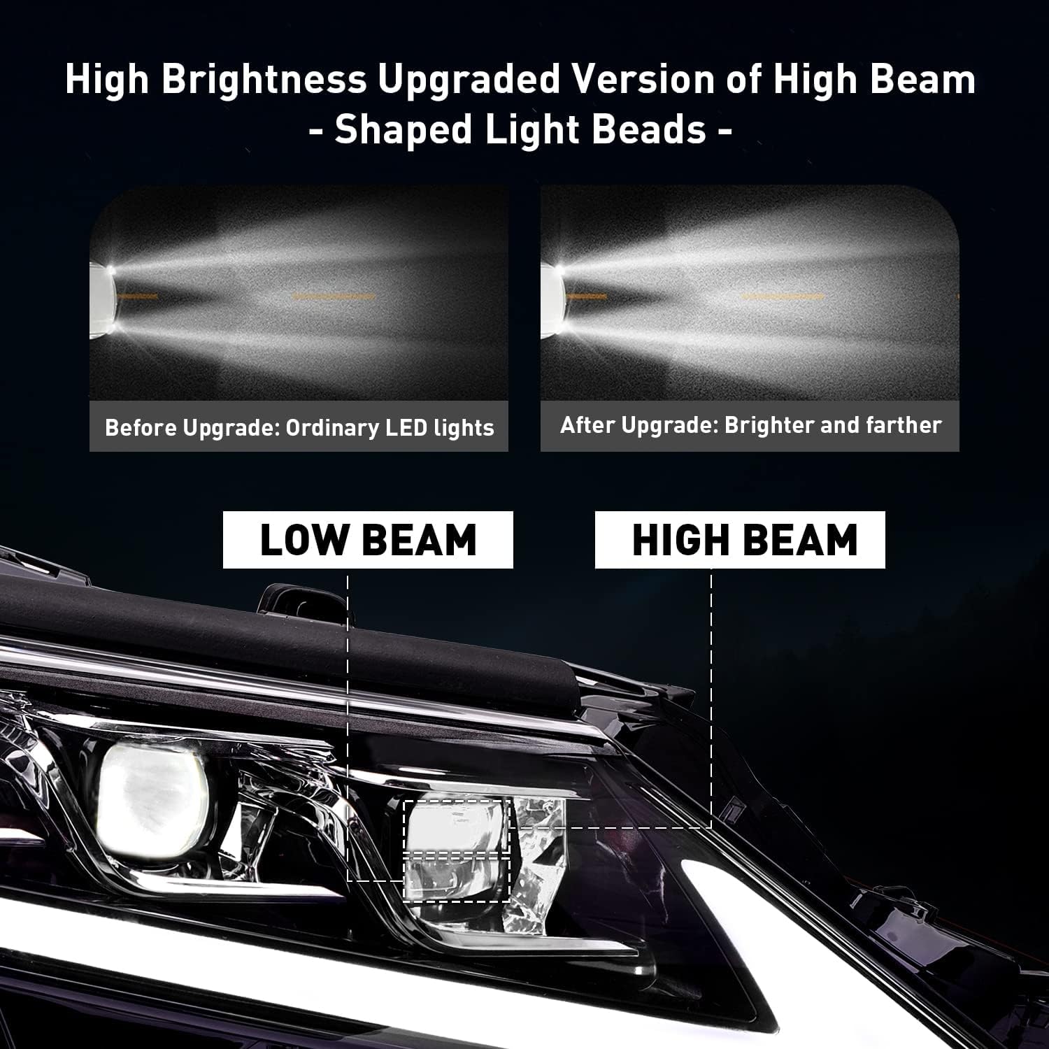 Triple Beam Headlamp/Headlights for 2018-2024 Toyota Camry XSE/XLE/LE/SE Nightshade AWD Hybrid Headlights Head Light Accessories Sequential Animation Custom Replacement (Red)
