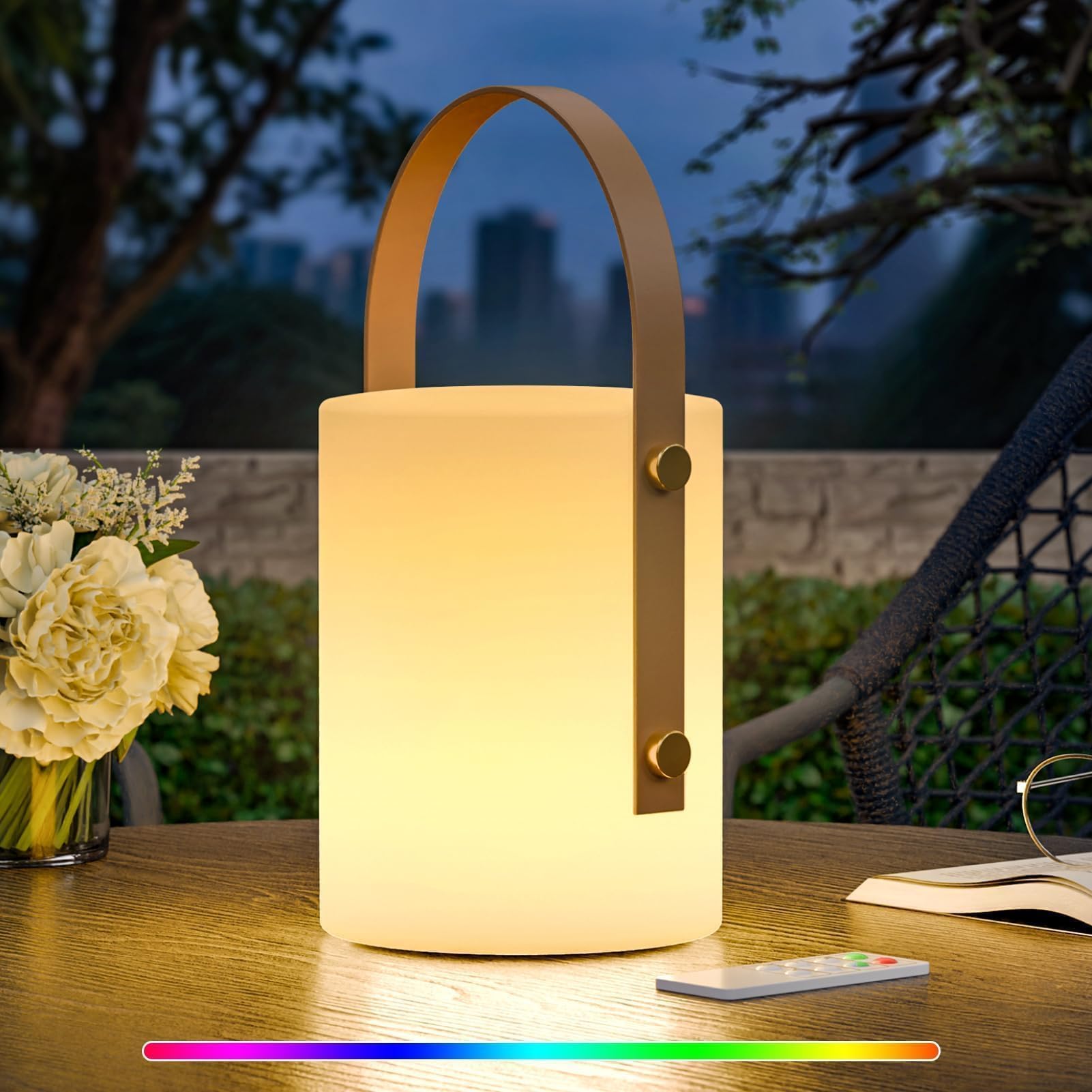 MALUX LED Tischlampe 8 Farben Outdoor Lampe Akku für Alle Jahreszeiten Tischlampe Kabellos mit Fernbedienung Dimmbar IP44 Wasserdicht Gartenlampe für Camping Terrasse Garten Heimat Deko