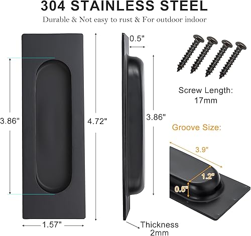 Vista 9 de Cozy Tower Tiradores de dedos empotrados de 6 pulgadas para puerta corredera de bolsillo, tiradores de puerta de armario, manijas de puerta de Oro