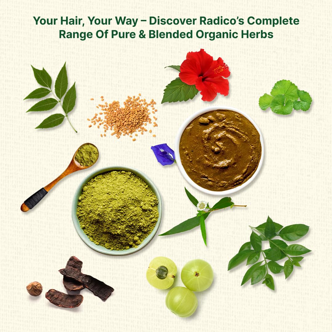 Radico ORGANIC METHI 100% naturalny BIO Organic wegański wzrost włosów, przeciw wypadaniu włosów, przeciw starzeniu, pielęgnacja, objętość, odżywcza maska do włosów i szampon 2 w 1 z ECOCERT, HAL
