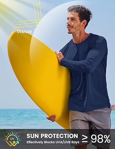 Miniatura 2 de TACVASEN Camiseta de protección solar UPF 50+ para hombre, manga larga, protección UV, ligera, camiseta de natación de secado rápido