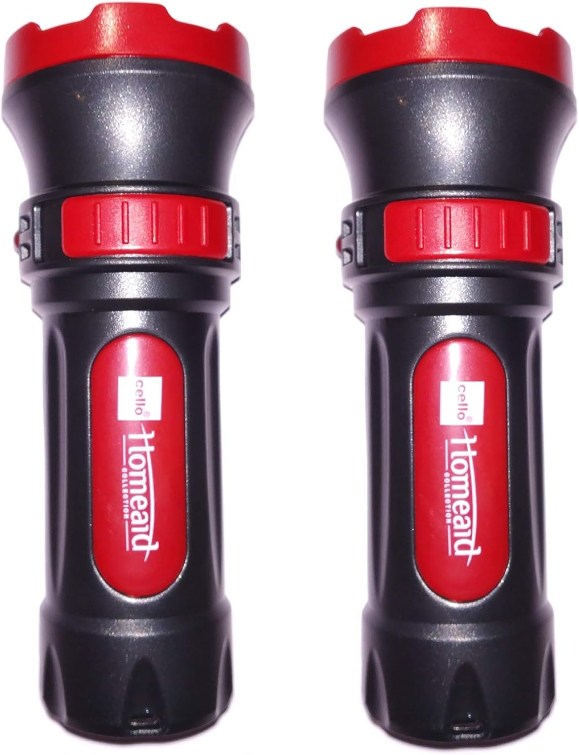 Cello Plastic Rechargeable Torch, Black, Pack of 2