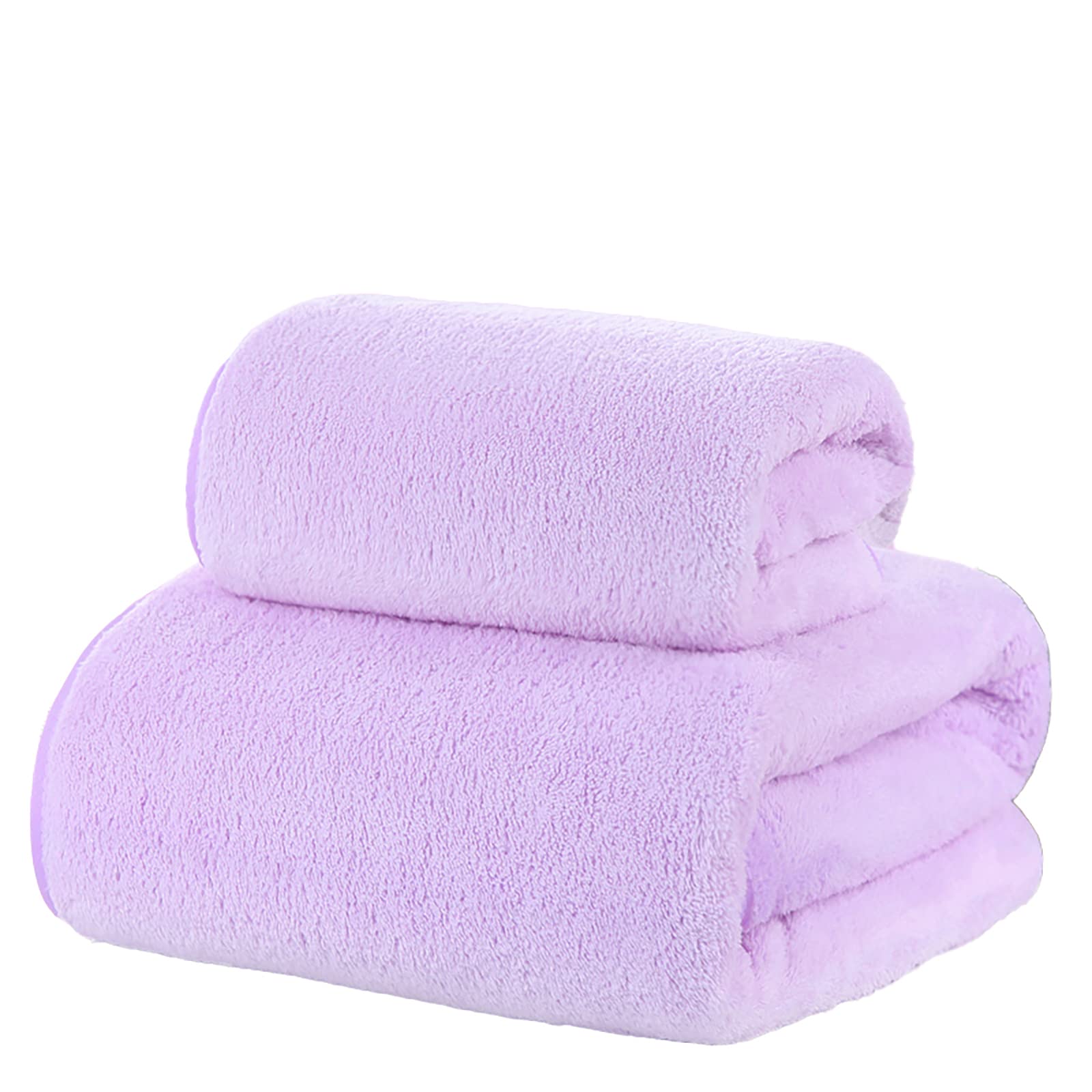Serviette de douche violette en polaire corail lot de 2 pour la salle de bain