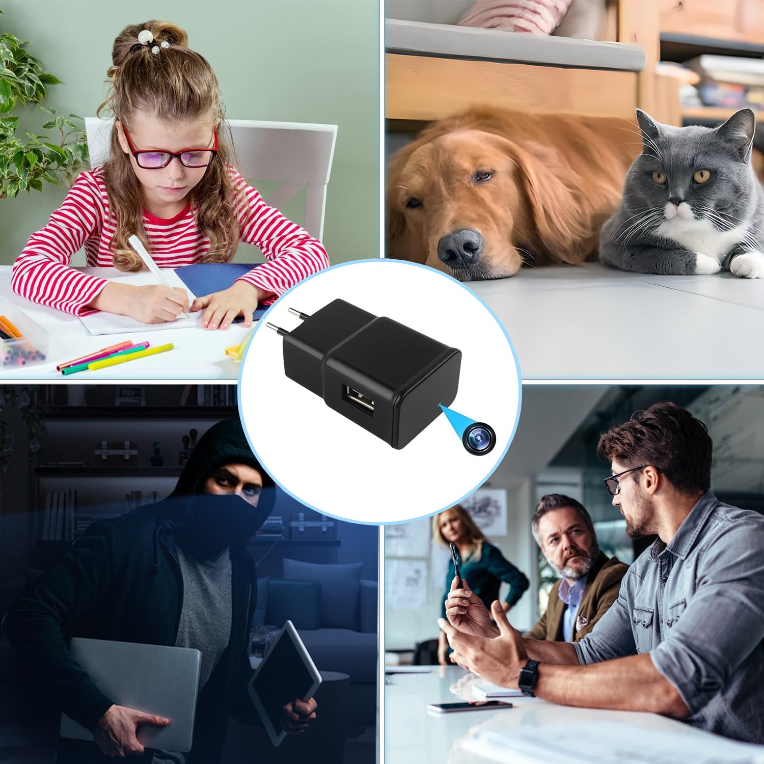 SHMIZZ Telecamera Spia WiFi 1080P, HD Mini Cámara Vigilancia Espía Oculta en Cargador USB con Detección de Movimiento