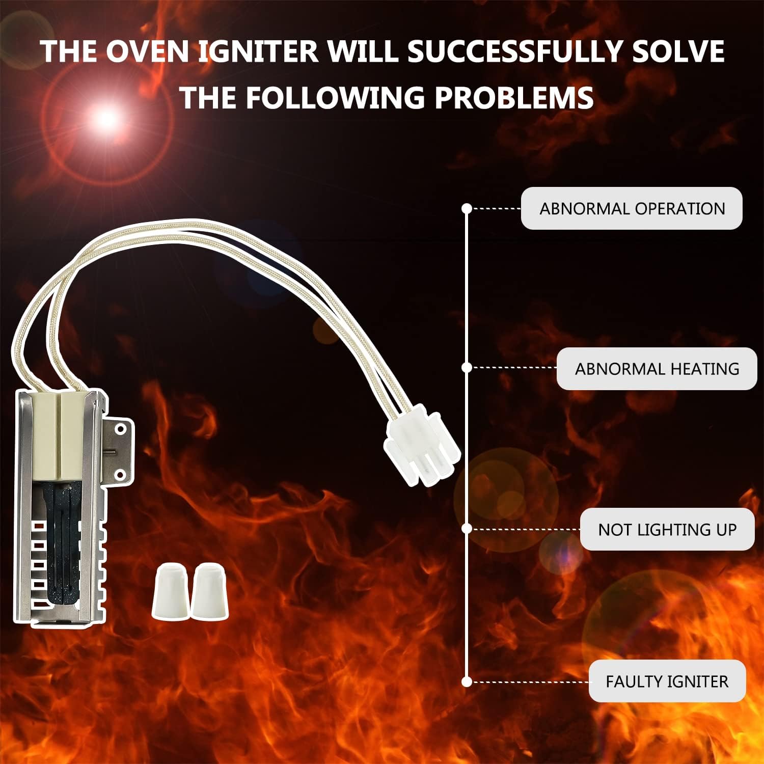 Upgrade DG94-00520A Gas Range Oven Flat Igniter with Connector Plug, Oven Igniter for Sam-sung Gas Stove, Replaceable 2692271 AP5577941 EAP4241428 PS4241428 WB13K21,AP2634719