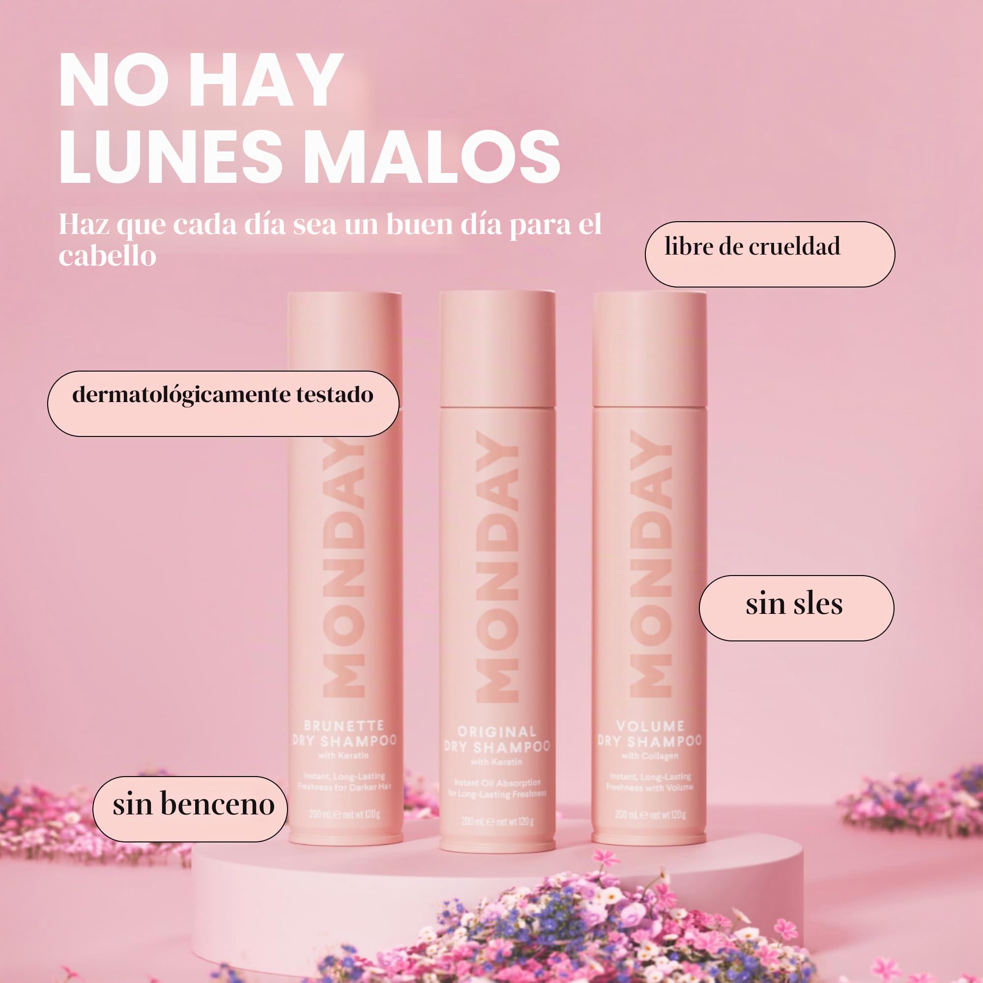 MONDAY HAIRCARE Champú seco original, 6,7 onzas, Freshens Hair, aceite absorbente, nutre con queratina, protege el cabello