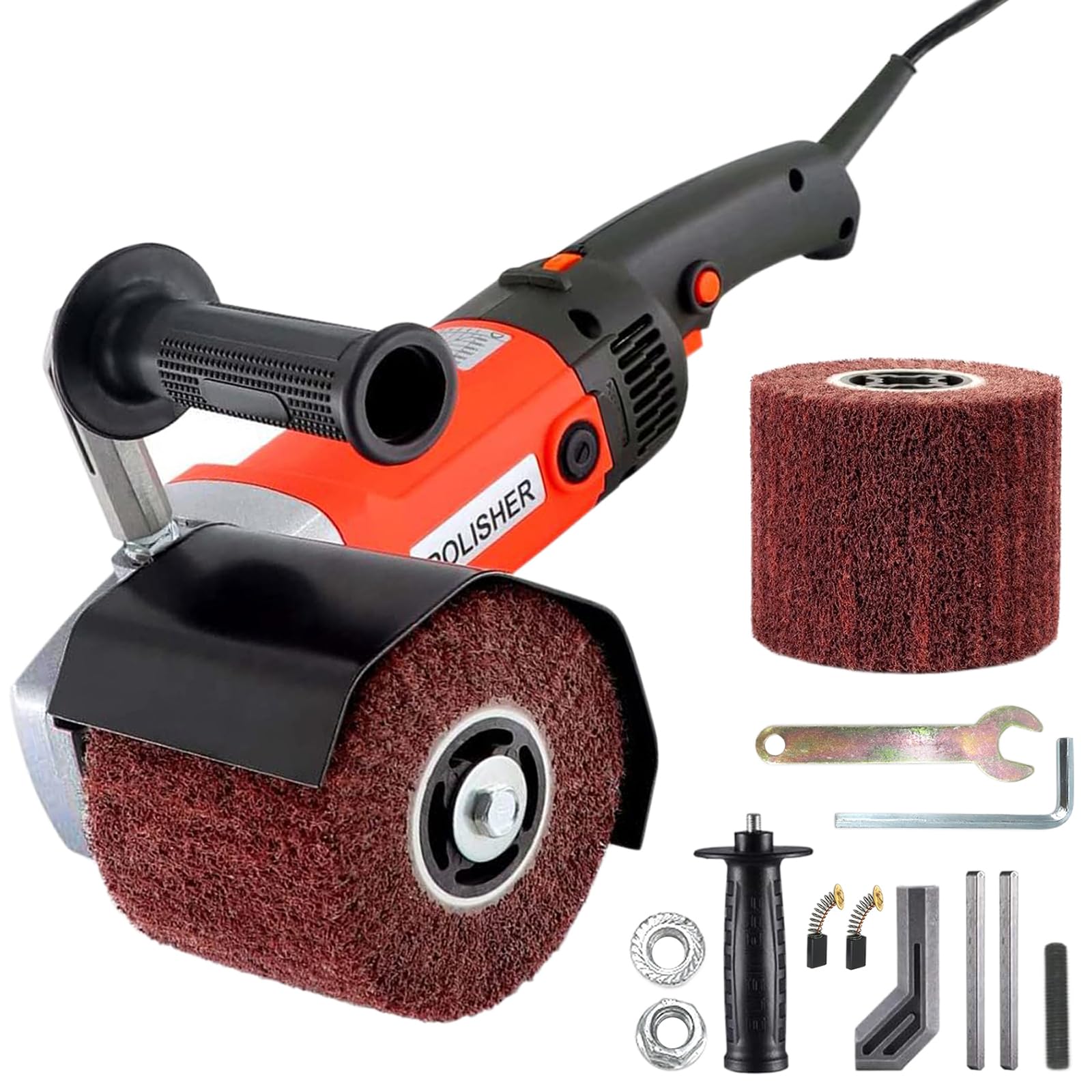Lijadora de tambor eléctrica, 1400W Lijadora Eléctrica, 6 Velocidades Máquina de dibujo de bruñido para Superficies de Madera y Acero, ideal para bricolaje