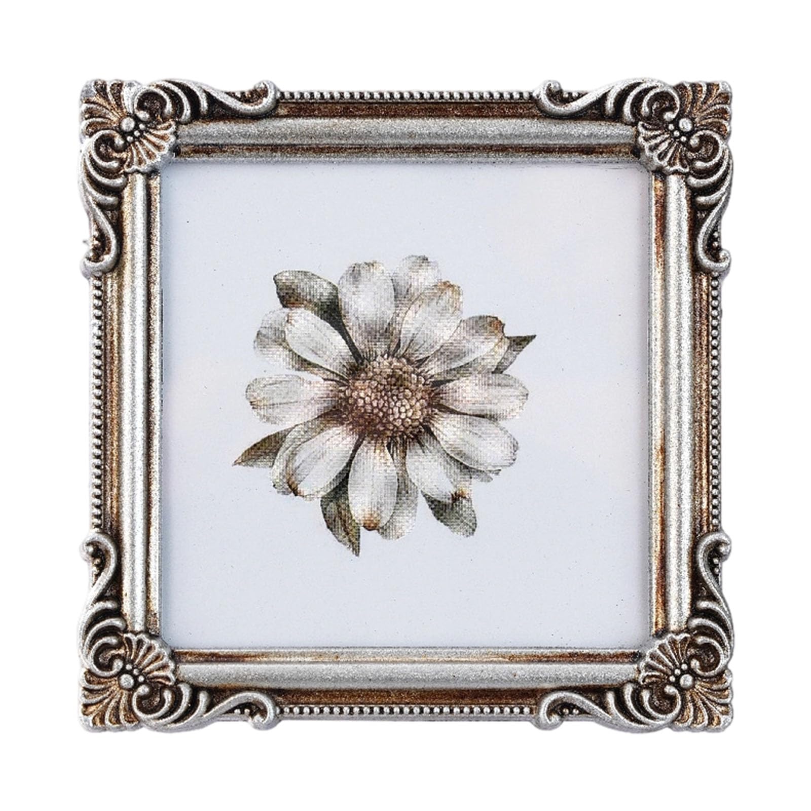 Retro Picture Frame, Decorative Photo Antique White Ornate Rectangles for Tabletop and Wall Display Antique Ornate