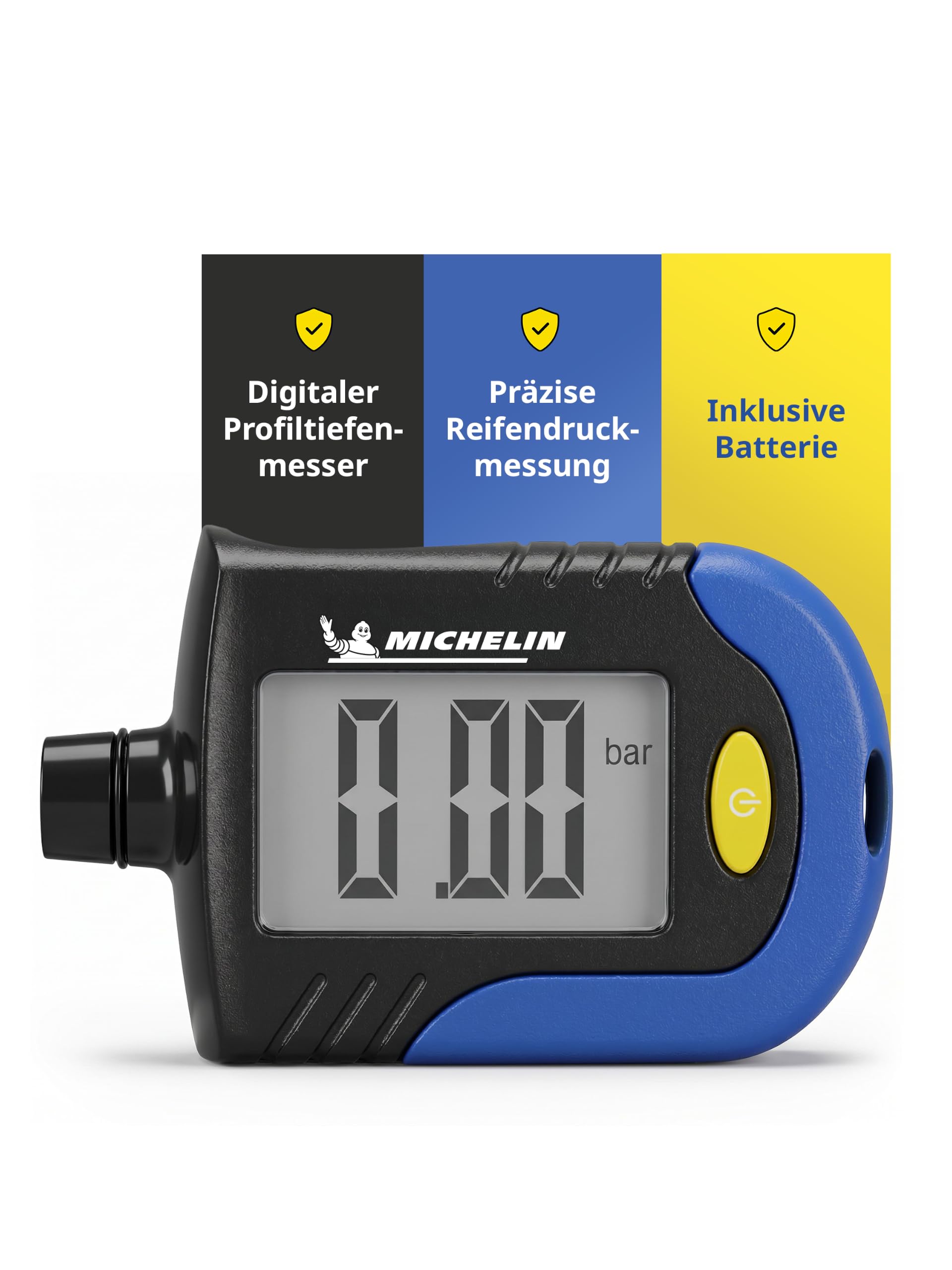 MICHELIN Verificatore di Pressione e Usura pneumaticiI + Funzione di misurazione in Bar