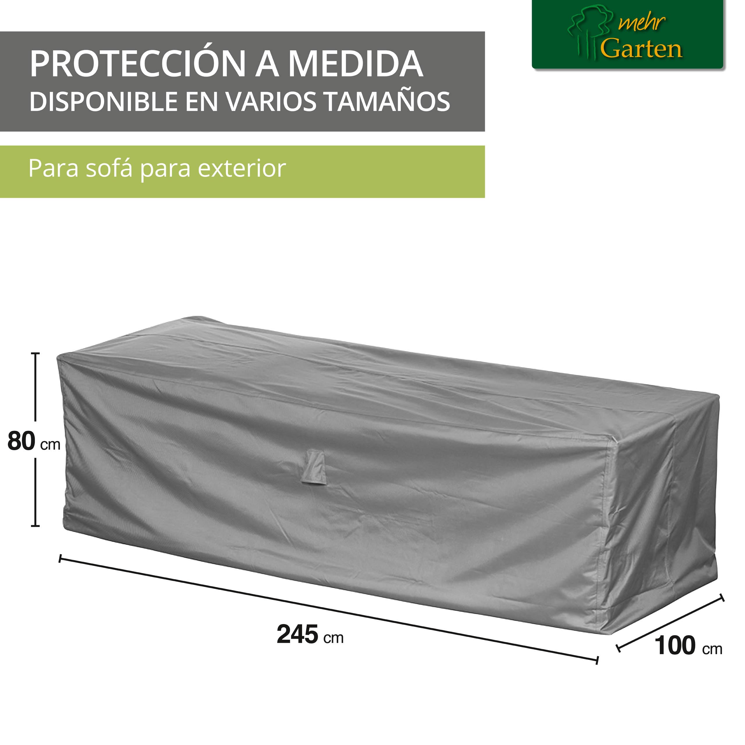 Funda protectora para sofá esquinero de jardín | 245 x 100 x 80 cm | Poliéster tejido Oxford 600D, color: gris