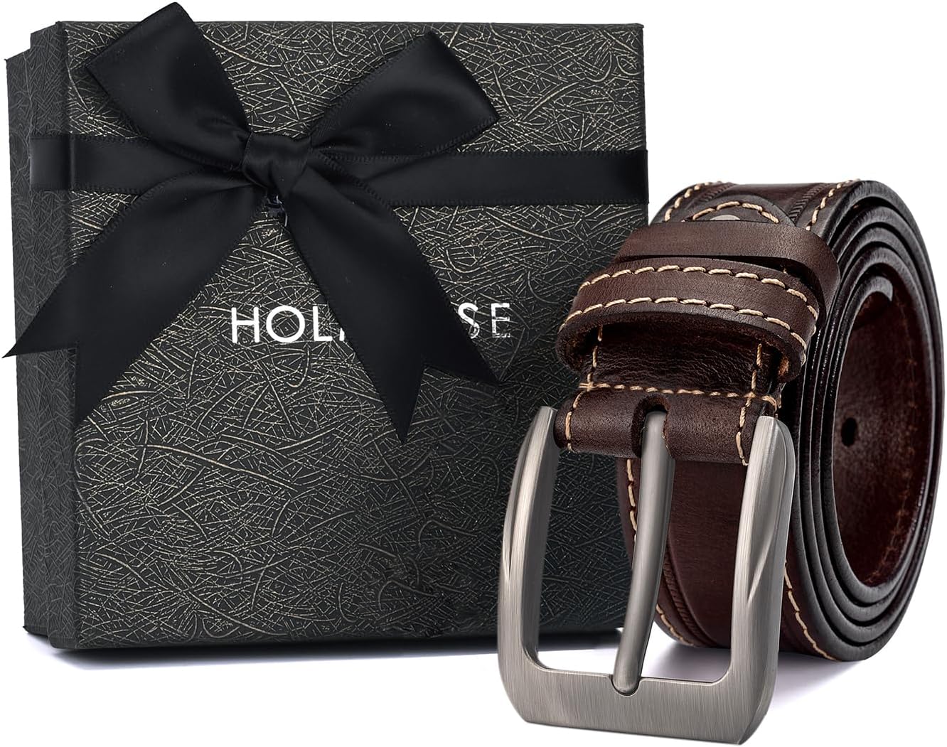 Mens Belts Full Grain Leather Real Italian Material Western Cowboy Belt 1.5 Wide Casual Jean Belt Gift Box Packaging - Image 6