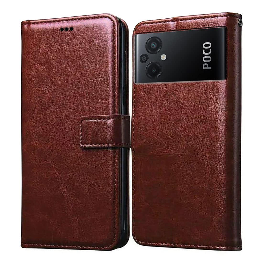 Casotec Flip Cover for Poco M5 4G | Premium Leather Finish | Inbuilt Pockets & Stand | Flip Case for Poco M5 4G (Brown) (B0BJJWS3DR) Amazon Price History, Amazon Price Tracker