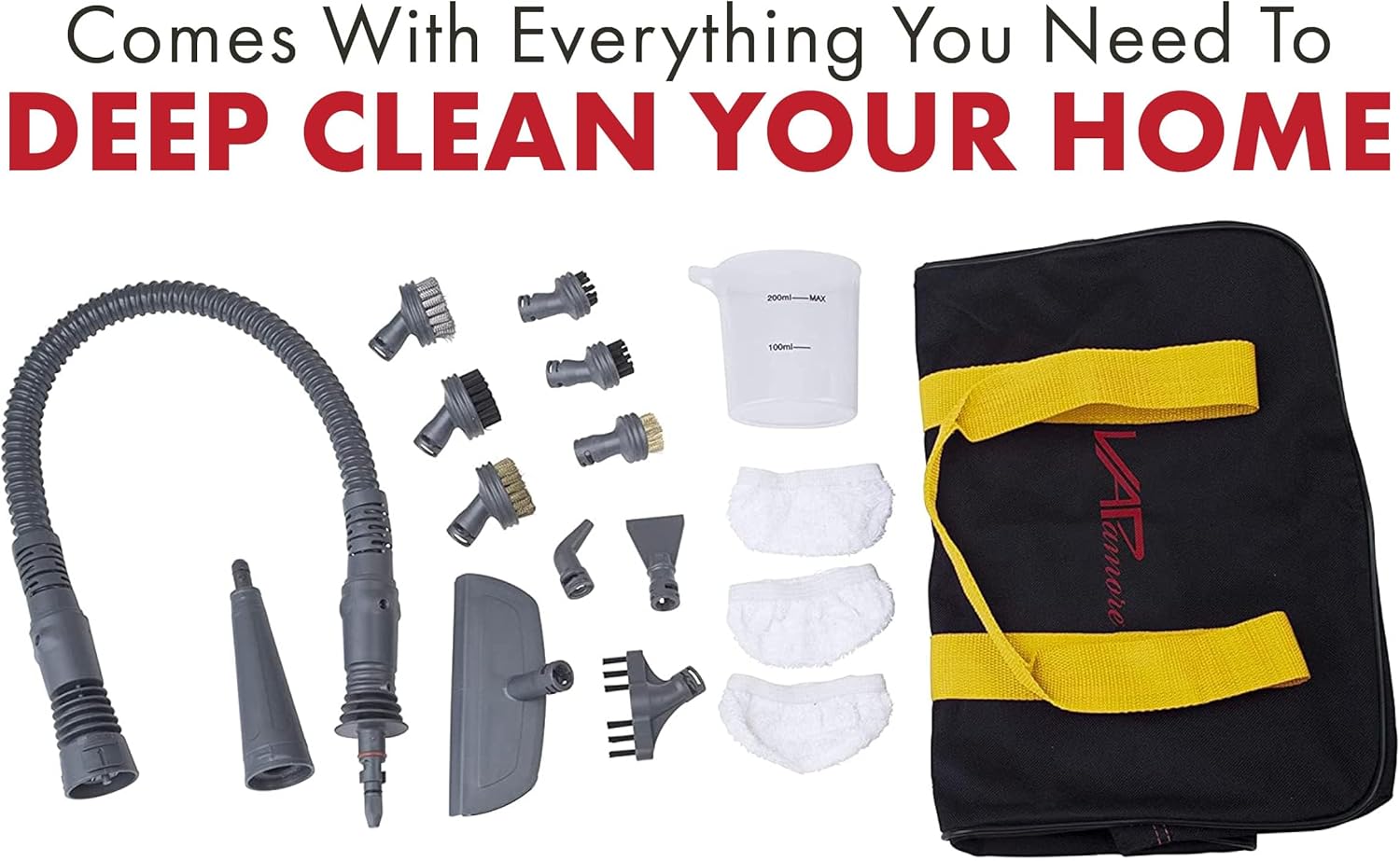 Vapamore MR-75 Amico Handheld Steam Cleaner, 17 Attachments Including the Turbo Pet Tool, Chemical Free Professional-Grade Handheld Steamer Quickly & Easily Cleans Upholstery, Bathrooms, Cars & More - Image 3