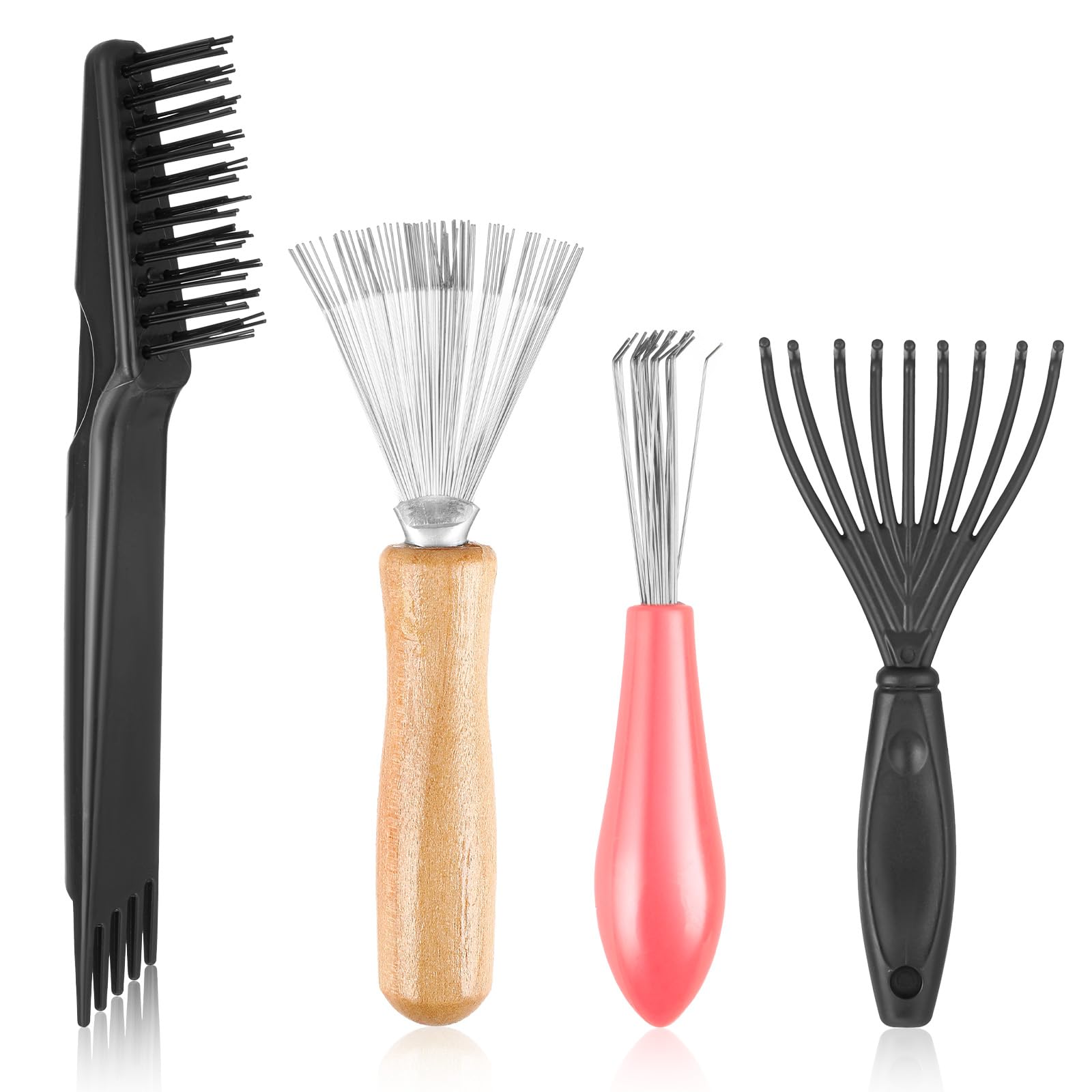 4 Pcs Hair Brush Cleaner Tool,Comb Cleaner Hairbrush Cleaning Tools Hair Brush Cleaning Tool for Home and Salon Use(4 Styles)